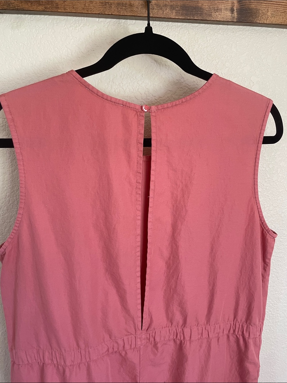 Ali Golden Slit Back Sleeveless Jumpsuit L Drawstring Waist Cotton Rose Beachy - Picture 8 of 13